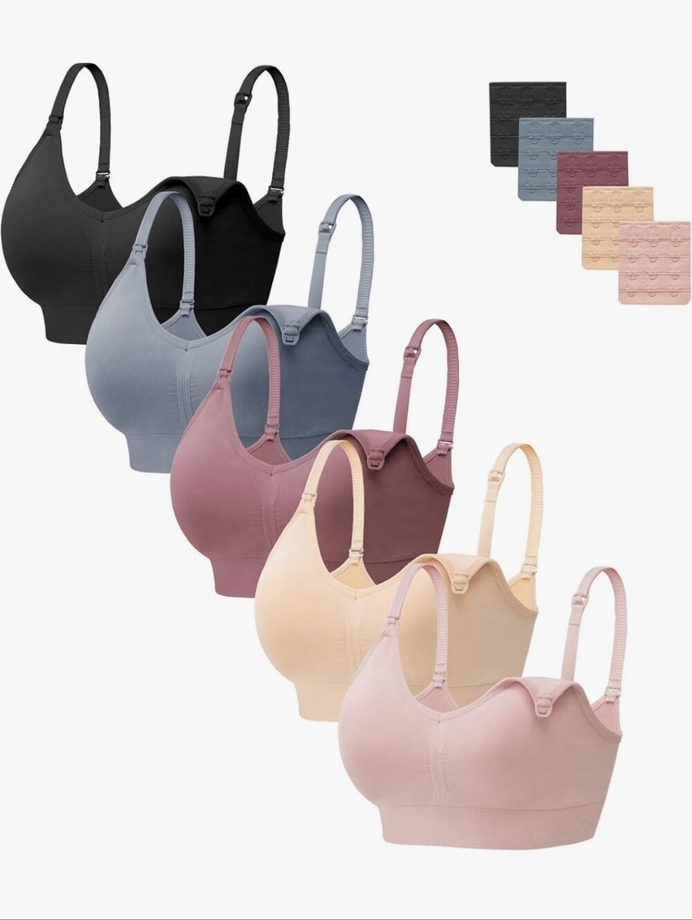 HBselect Women Maternity Bras 5 Pack Nursing Bras for Breastfeeding